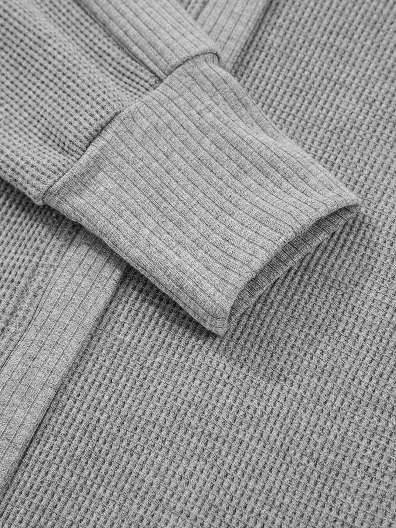 Waffle Splicing Zip Up Front Button Hooded Jacket 1376b5f425264dac9d1fd519bf631031-Max-Origin