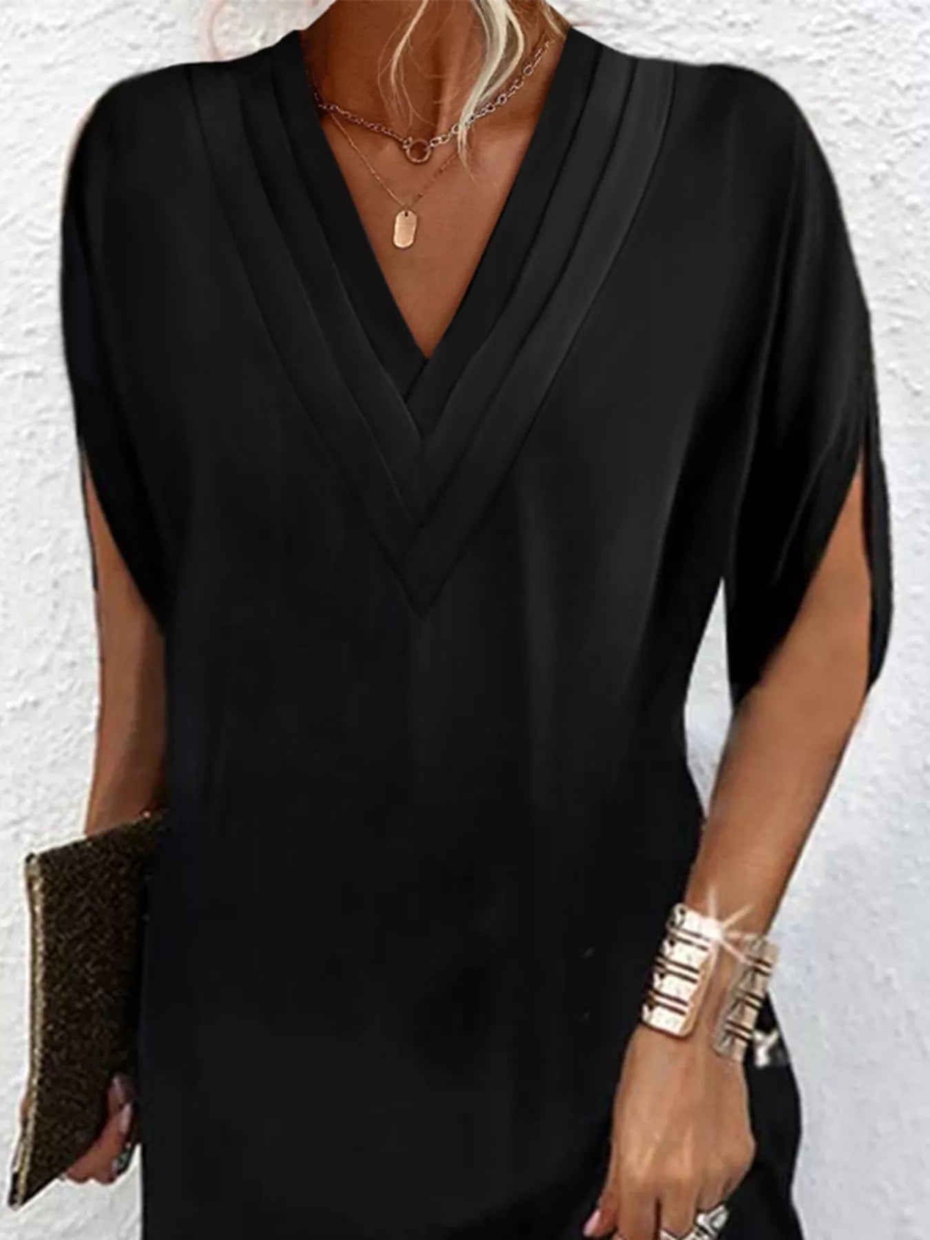 Full Size V-Neck Slit Sleeve Mini Dress Plus Size 13db933f79554a0caadf57c7b1ef8b20-Max-Origin
