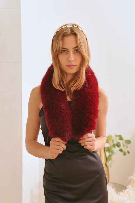 FAUX FUR SHORT COLLAR SCARF BGBG BURGUNDY Os 14937410_89961ef5-2a1f-4839-88d4-c184e365c8fe