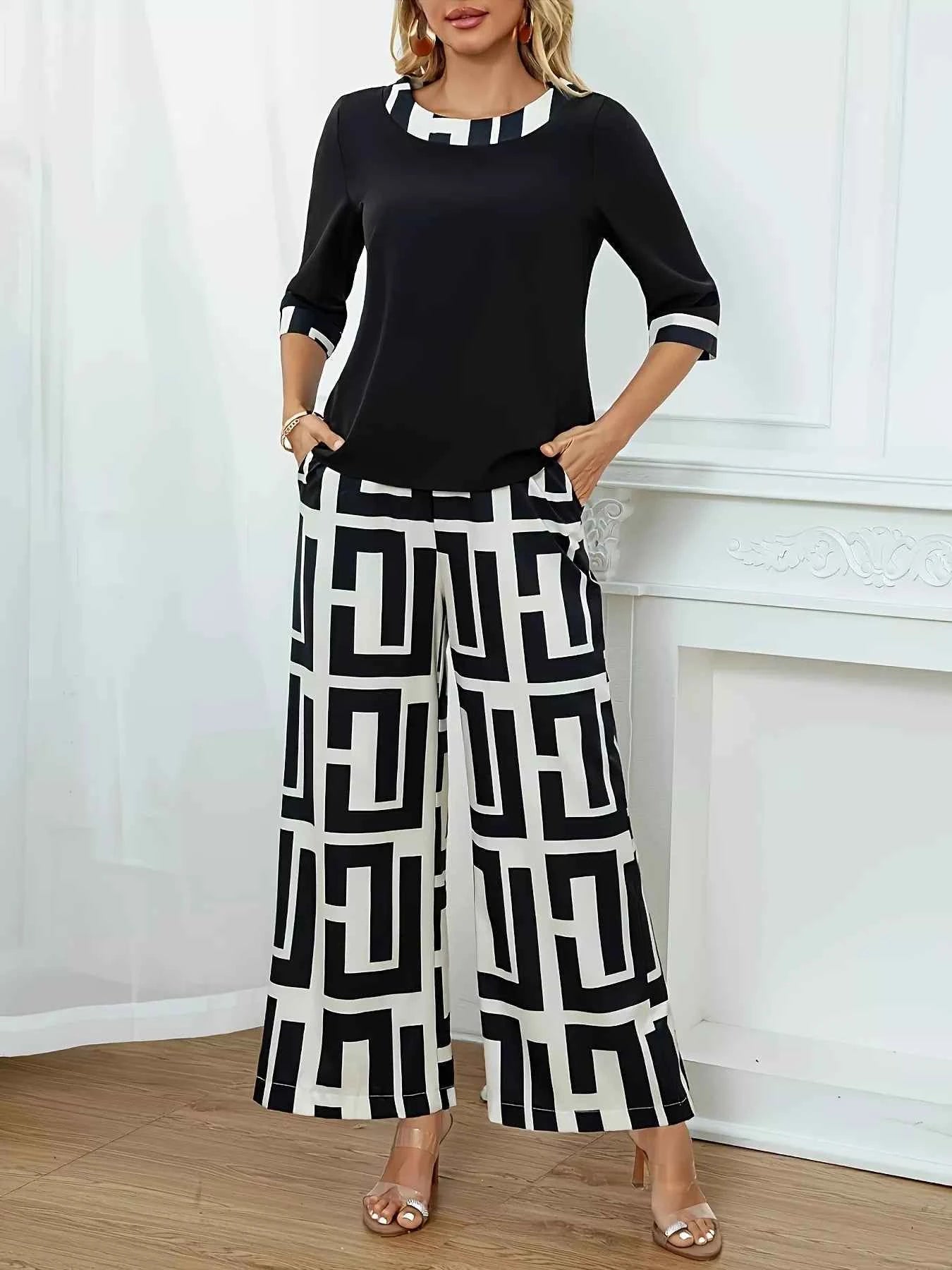 Round Neck Top and Wide Leg Pants Set White 163d196224a44faa8e1880a3075720f8-Max-Origin