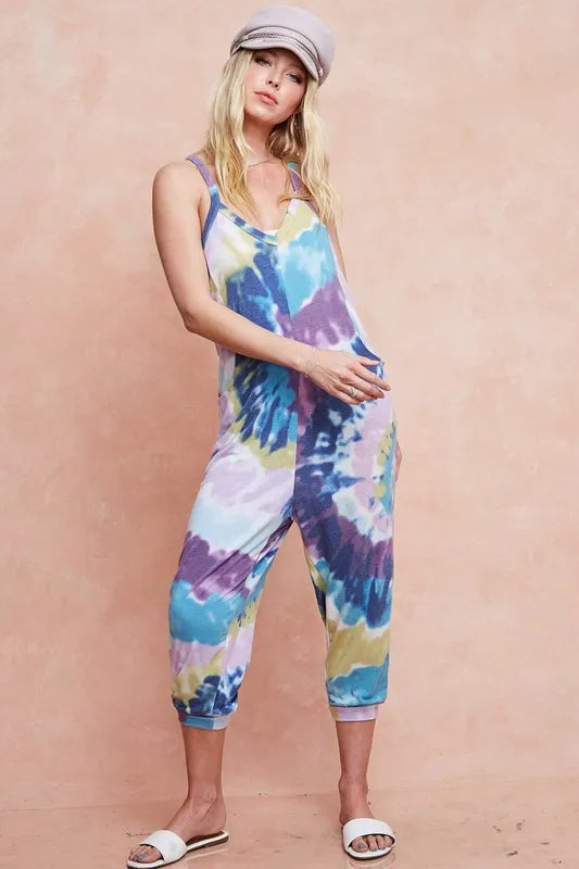 BiBi Tie Dye Knit Mid-length Casual Jumpsuit 16dab5fb3c204fd283fd6b04e7ddad95-Max-Origin