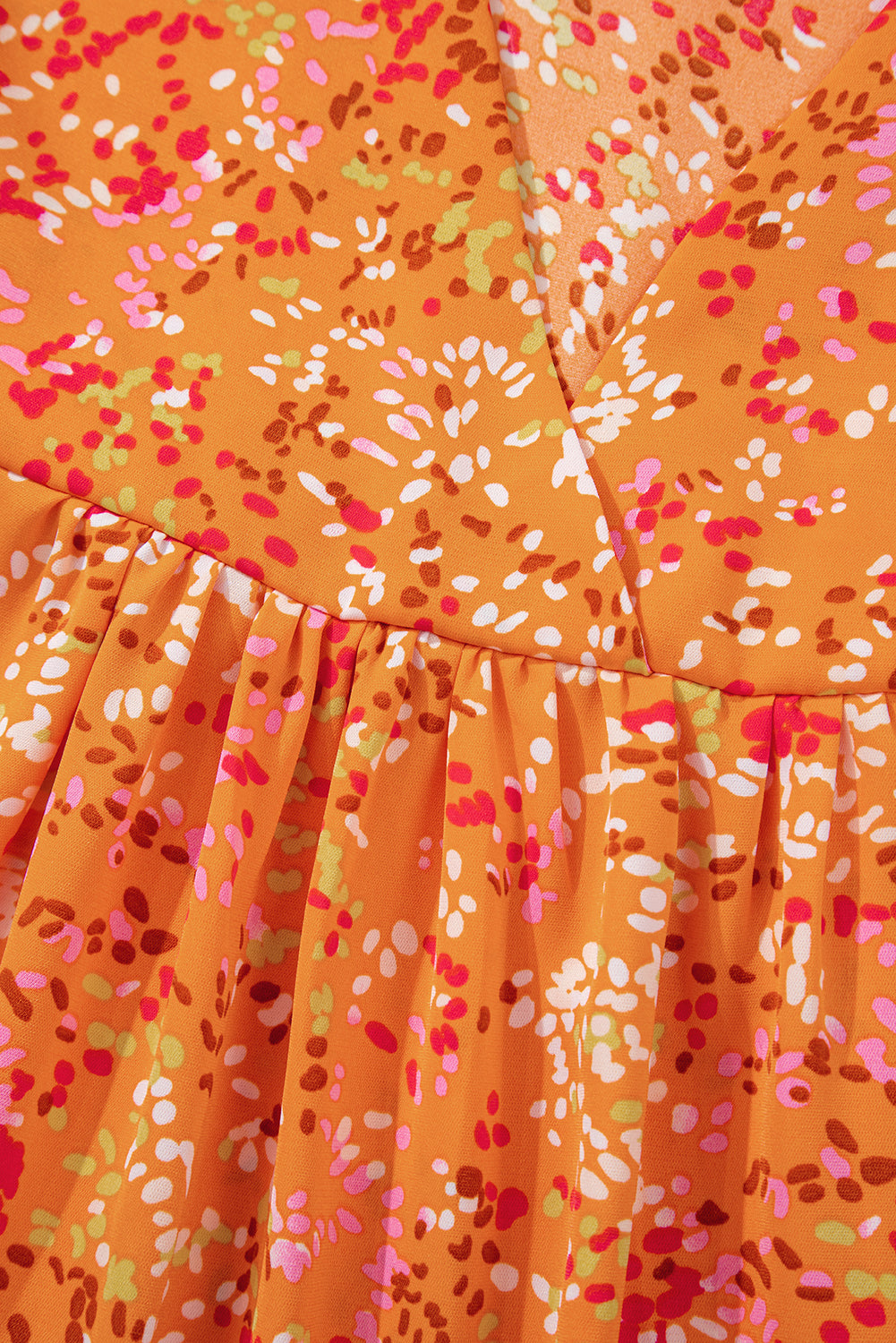 Bonbon Abstract Print Loose Fit Collared V Neck Babydoll Blouse 17205faa7febc57a