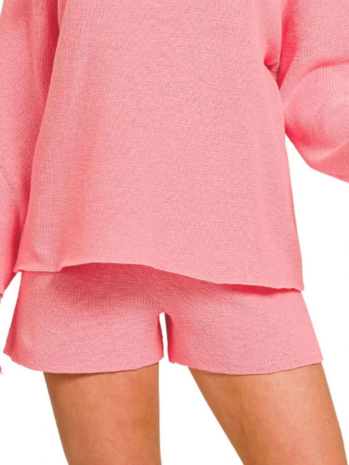 Zenana Round Neck Knit Top and Shorts Sweater Set 17a53bbb-a845-4f9f-9571-ae4d8442d836-Max-Origin