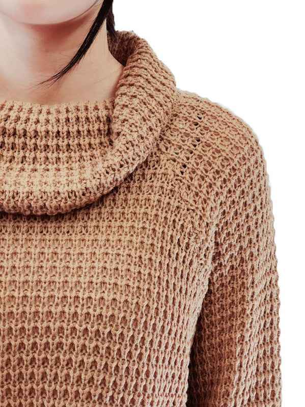 Cowl Neck Oversized Pop-Corn Knit Tunic Sweater 18398151_0646ae89-f7f6-4f5e-aad8-e88da4d38353