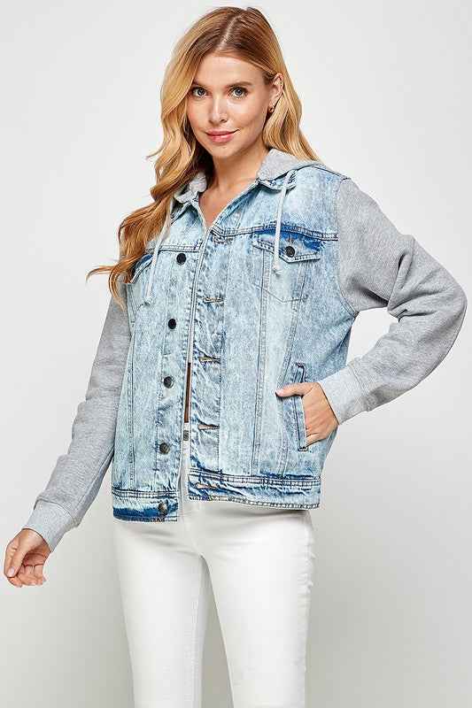 Women's Denim Jacket with Fleece Hoodies Light Blue 18614728_bbaf7bc2-ba61-4e74-a48f-a155db329d84