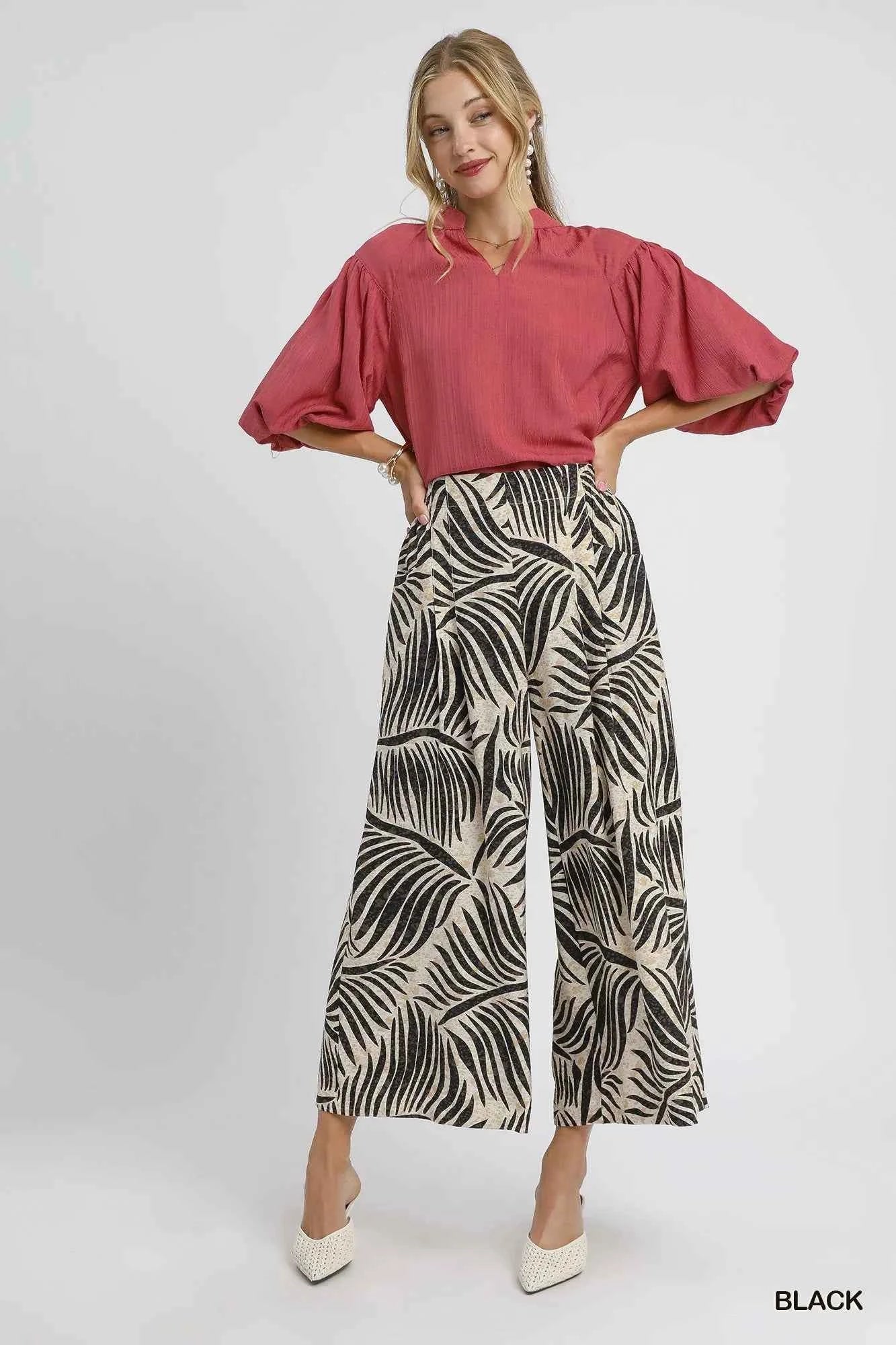 Umgee Palm Leaf Print Wide Leg Culotte Pants 1891d1ec-7683-4749-b3f0-6929a94ed262-Max-Origin