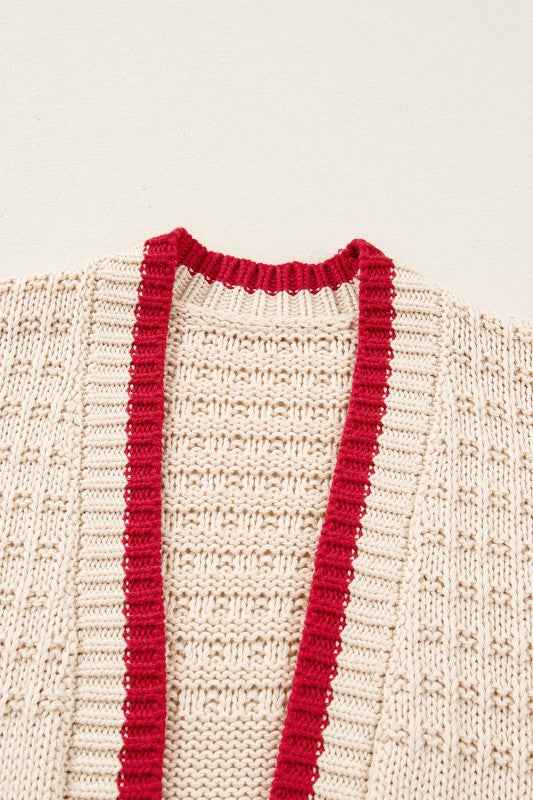 Bow Textured Open-Front Cardigan 18e2271b-c5b5-4739-a4b2-ec7e434ac18c