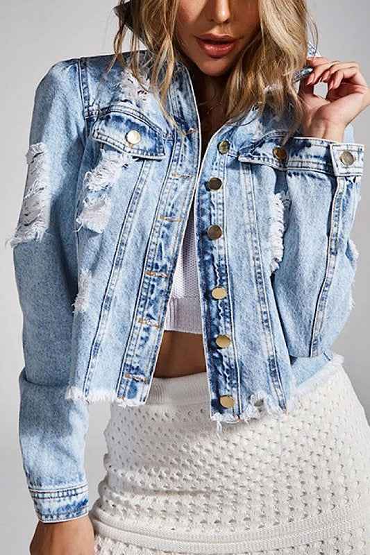 Cropped denim jacket Light Blue 19462961_f47a8f0a-6963-4bca-bdc1-49d373a02439