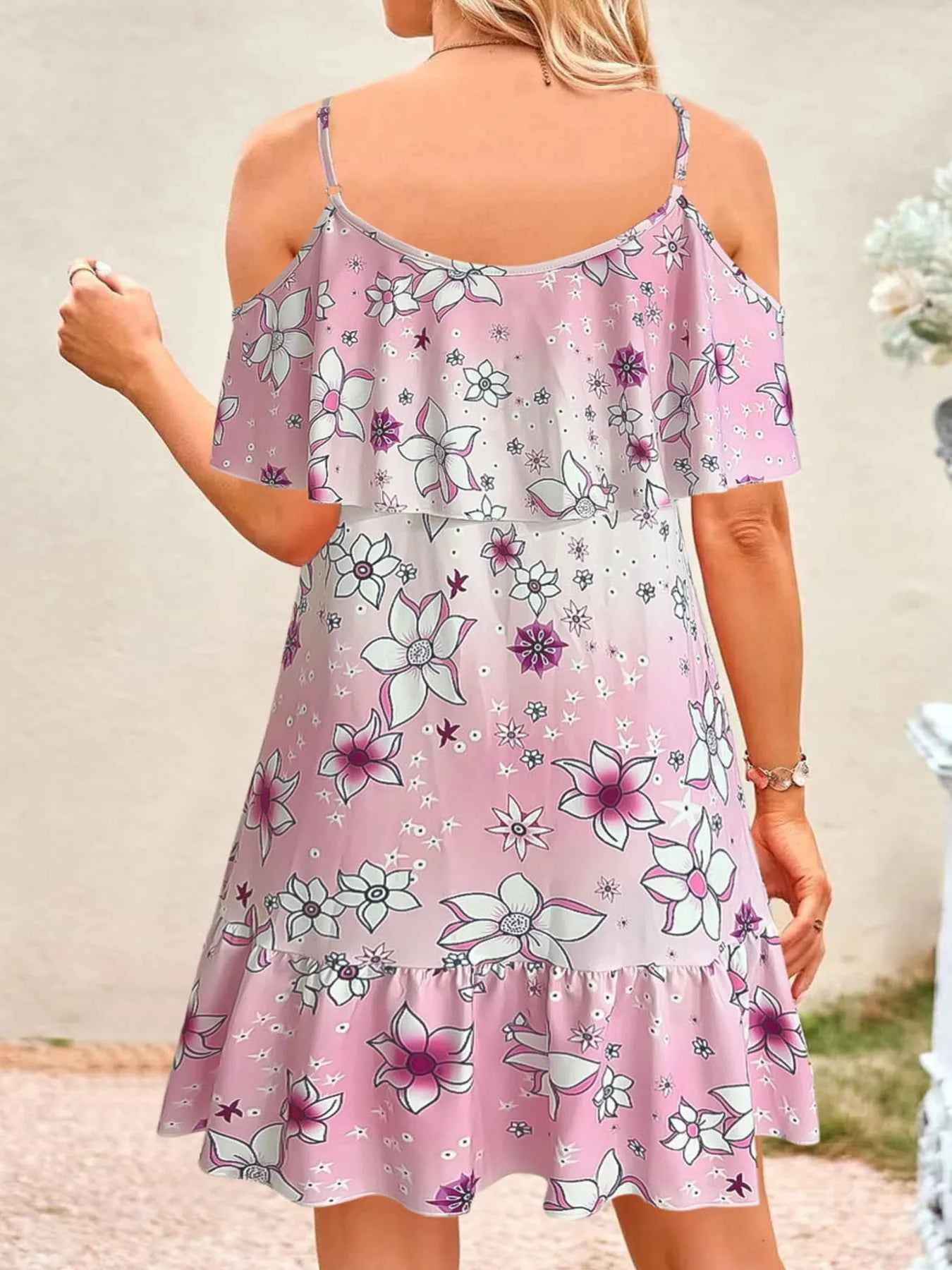 Floral Cold Shoulder Ruffle Mini Dress 1a2db1e20a784cc691503e43c9235a19-Max-Origin