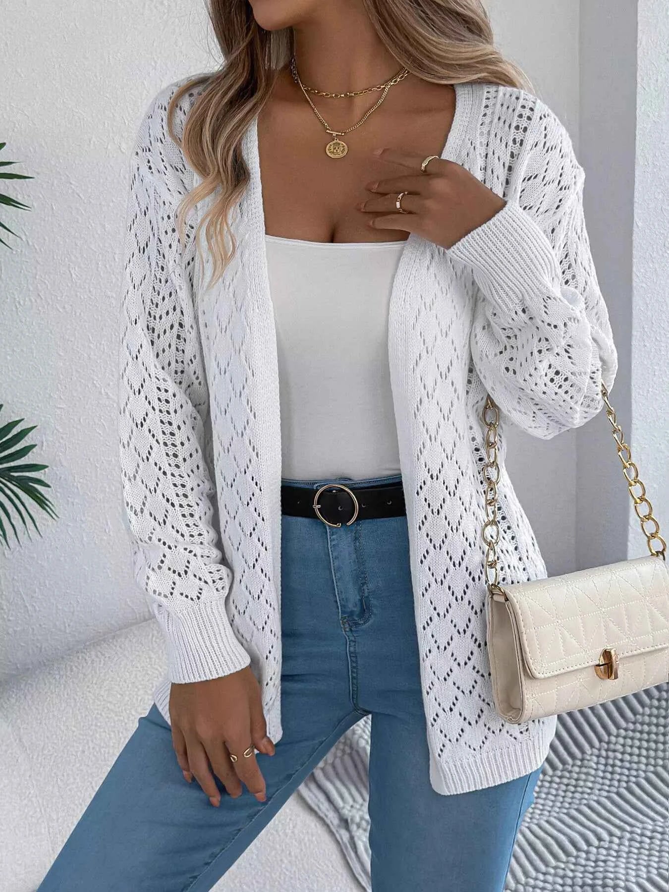 Openwork Open-Front Long Sleeve Cardigan 1a3f51b0b3e0403698d89cd95f8249c5-Max-Origin