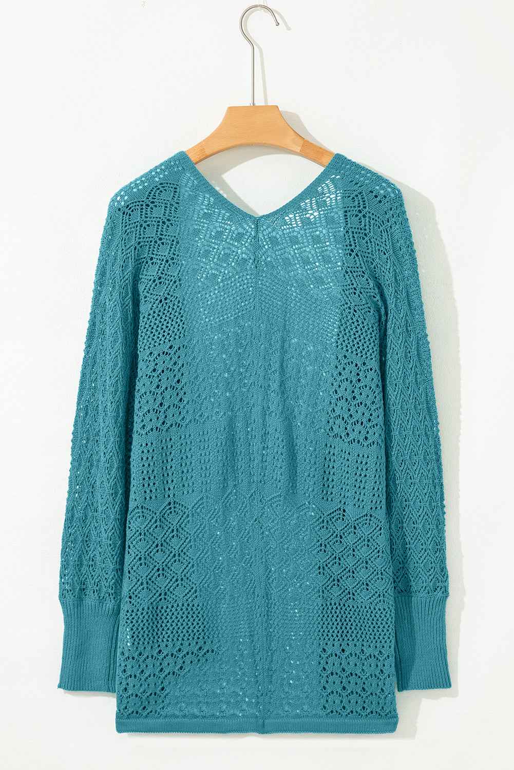 Jet Stream Mix Pattern Hollow Knit Open Front Cardigan 1a554c807a2d3e71