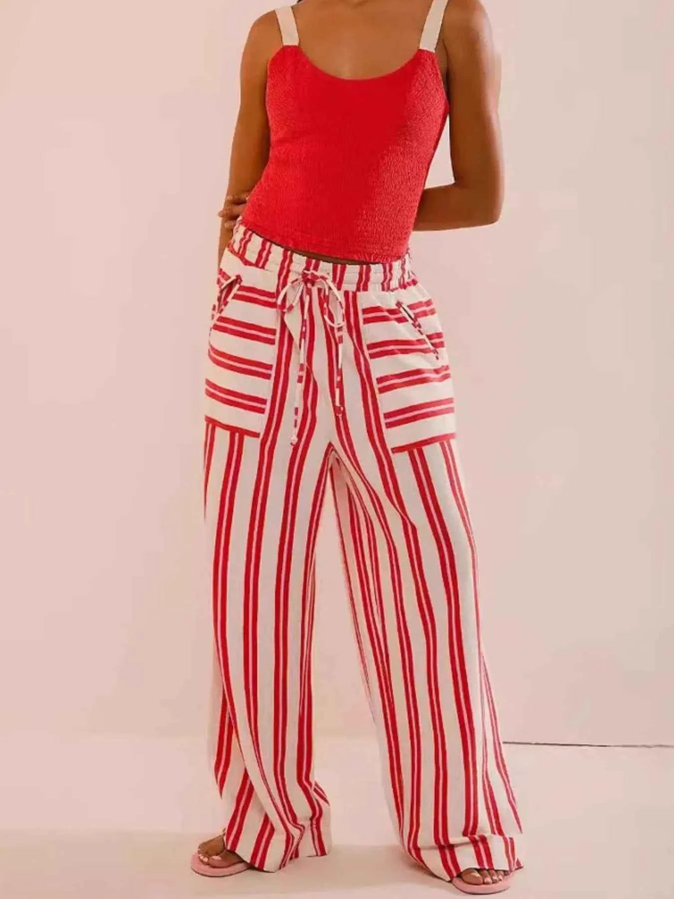 Striped Wide-Leg Drawstring Pants Strawberry 1a59f0f2-5cd9-4326-aa34-ec2c8aa1f52d-Max-Origin