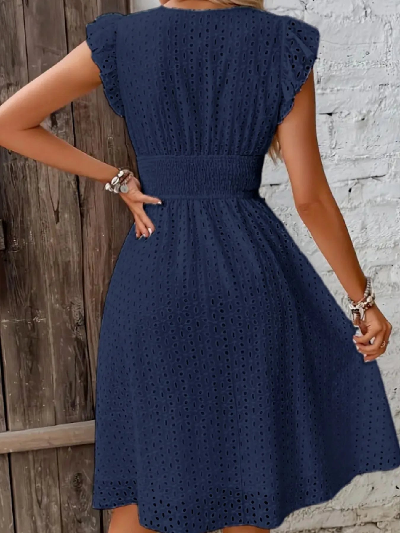 Eyelet Ruffled Cap Sleeve Mini Dress 1a9b4784-6ef1-4e4c-8cce-e9bf9b86a389-Max-Origin