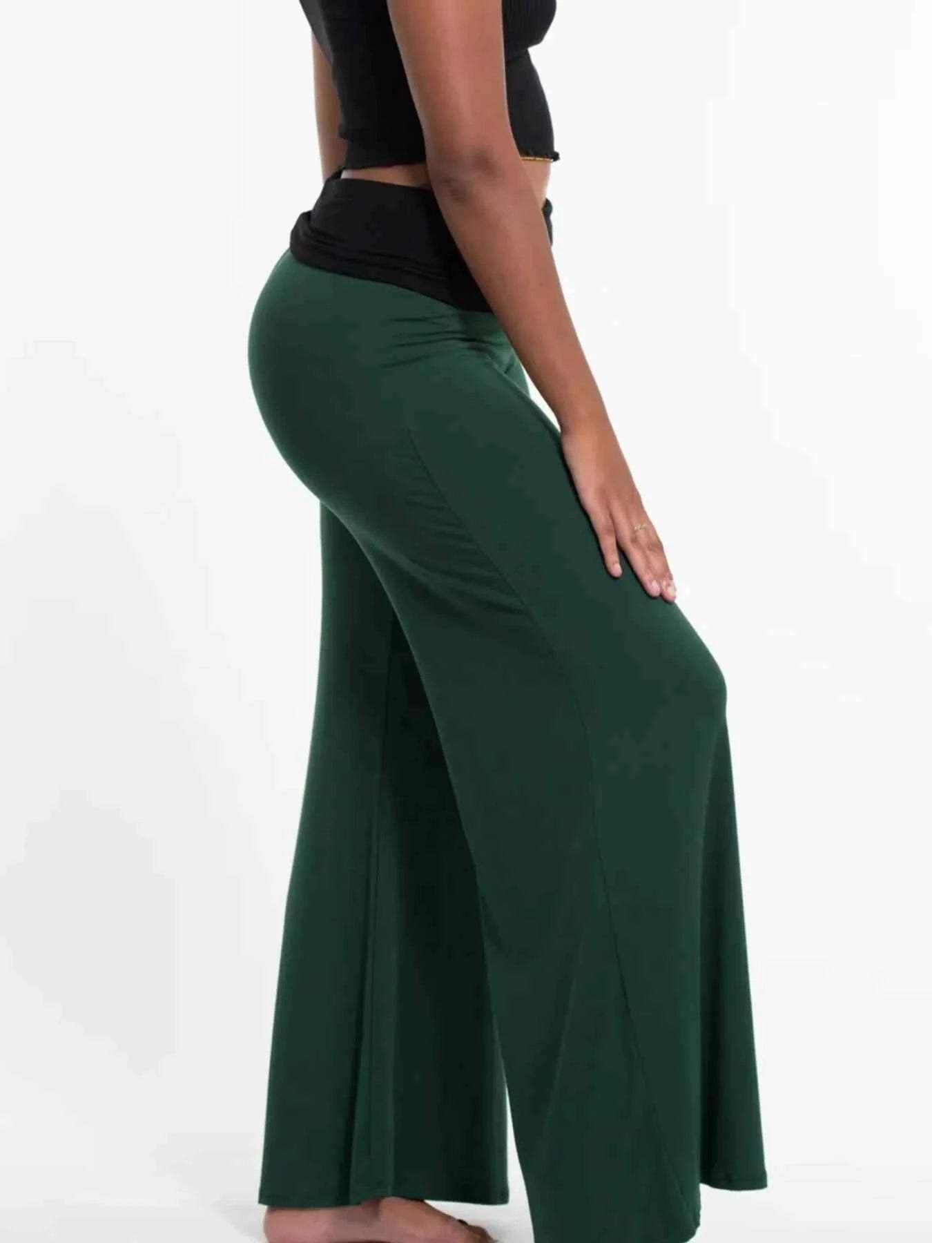 High Waisted Wide Leg Yoga Pants with Contrast Waistband 1aa8ca8c-8ecb-4281-b79c-35be20f01930-Max-Origin