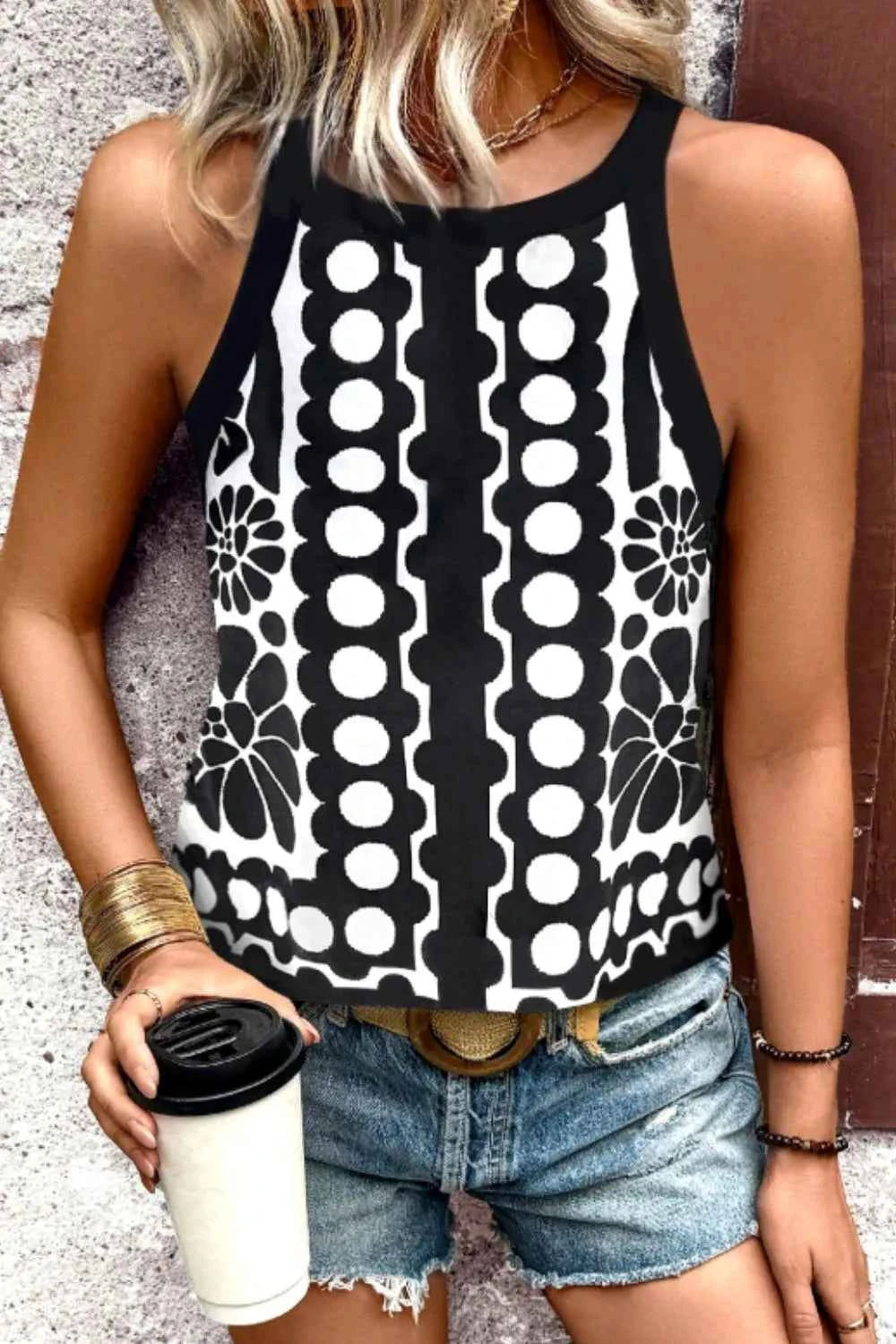 Geometric Print Sleeveless Tank Top 1b5433f3-f924-4d46-bd0b-65e48e8138a9-Max-Origin