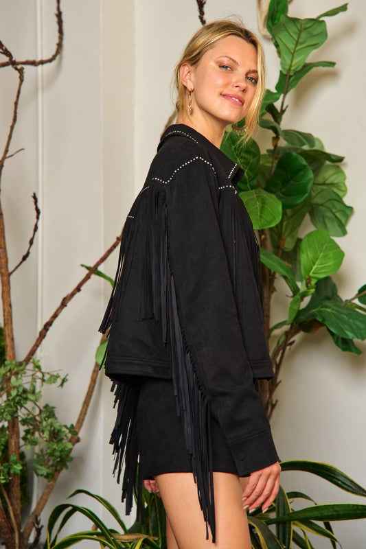 Suede studded fringe jacket JJO5009 1be3d531-6e04-4eeb-8278-e465f03e5a6c