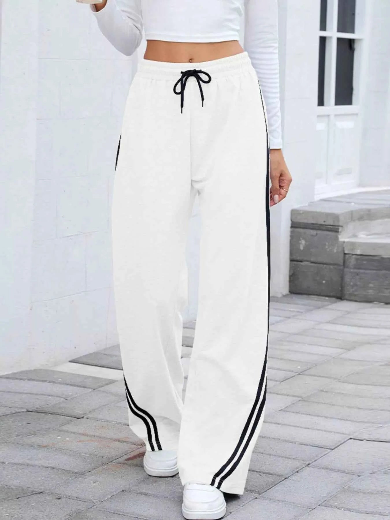 Side Striped Wide Leg Pants White 1d2cfd06-9ac5-4212-b221-a46a2f04aacd-Max-Origin