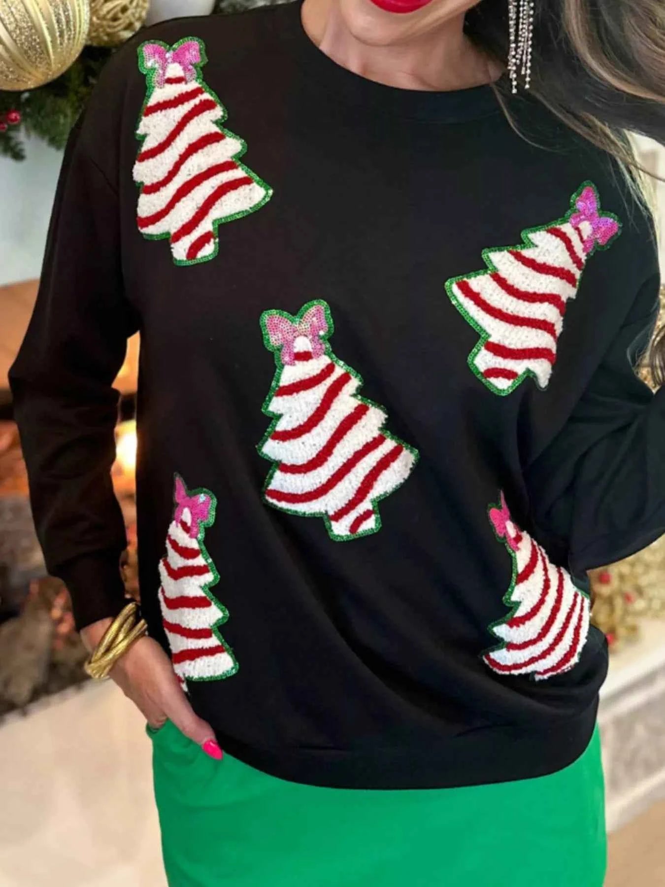 Christmas Tree Sequin Long Sleeve Sweatshirt 1db42692-8d7b-4361-9d85-acb173d976f1-Max-Origin