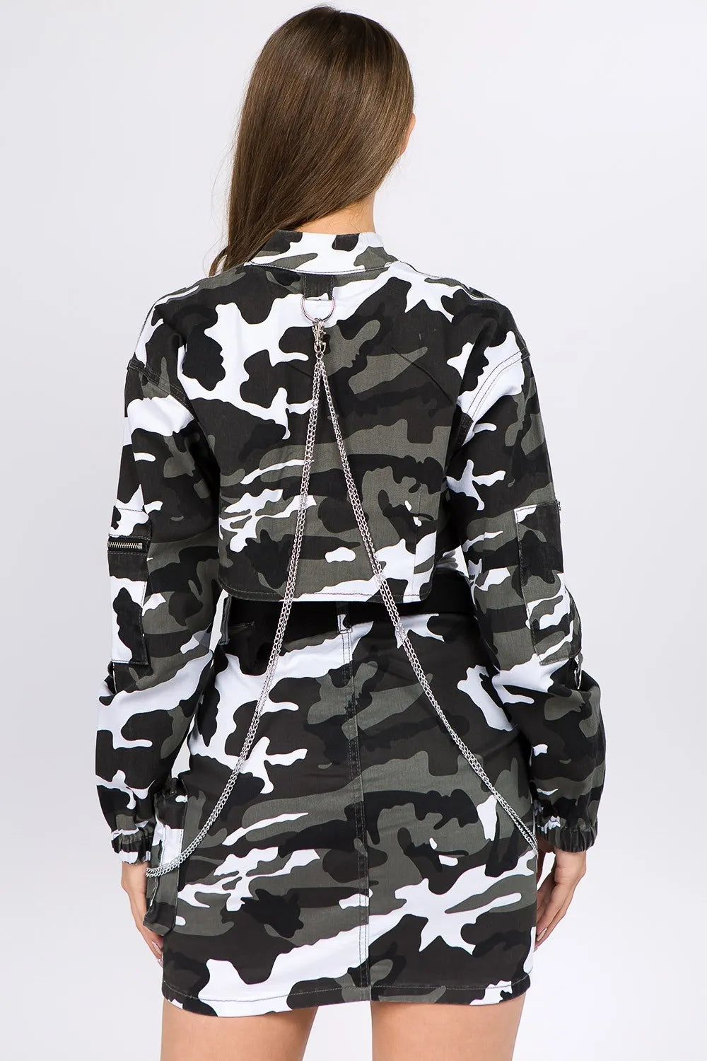 American Bazi Camouflage Cropped Jacket with Chains 1ebf0b34-429b-4f41-ae5a-198f22746738-Max