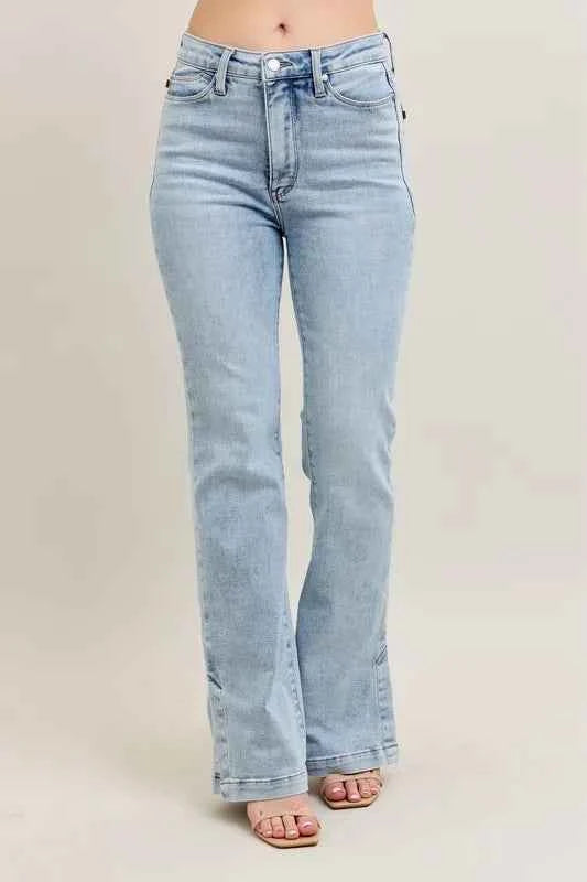 Judy Blue Full Size Tummy Control Vintage Wash Side Slit Slim Boot Jeans Plus Size 1ec3dc2d-7b8f-4f9f-a015-d3450a0582b8-Max