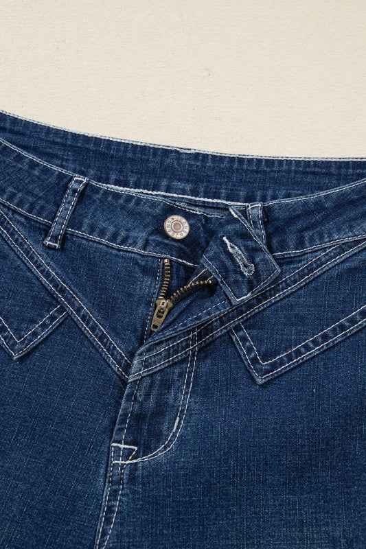 Denim Stitch High-Waist Cuff Jeans 1ef69a2b-903e-485c-8500-6c1fe1f28234