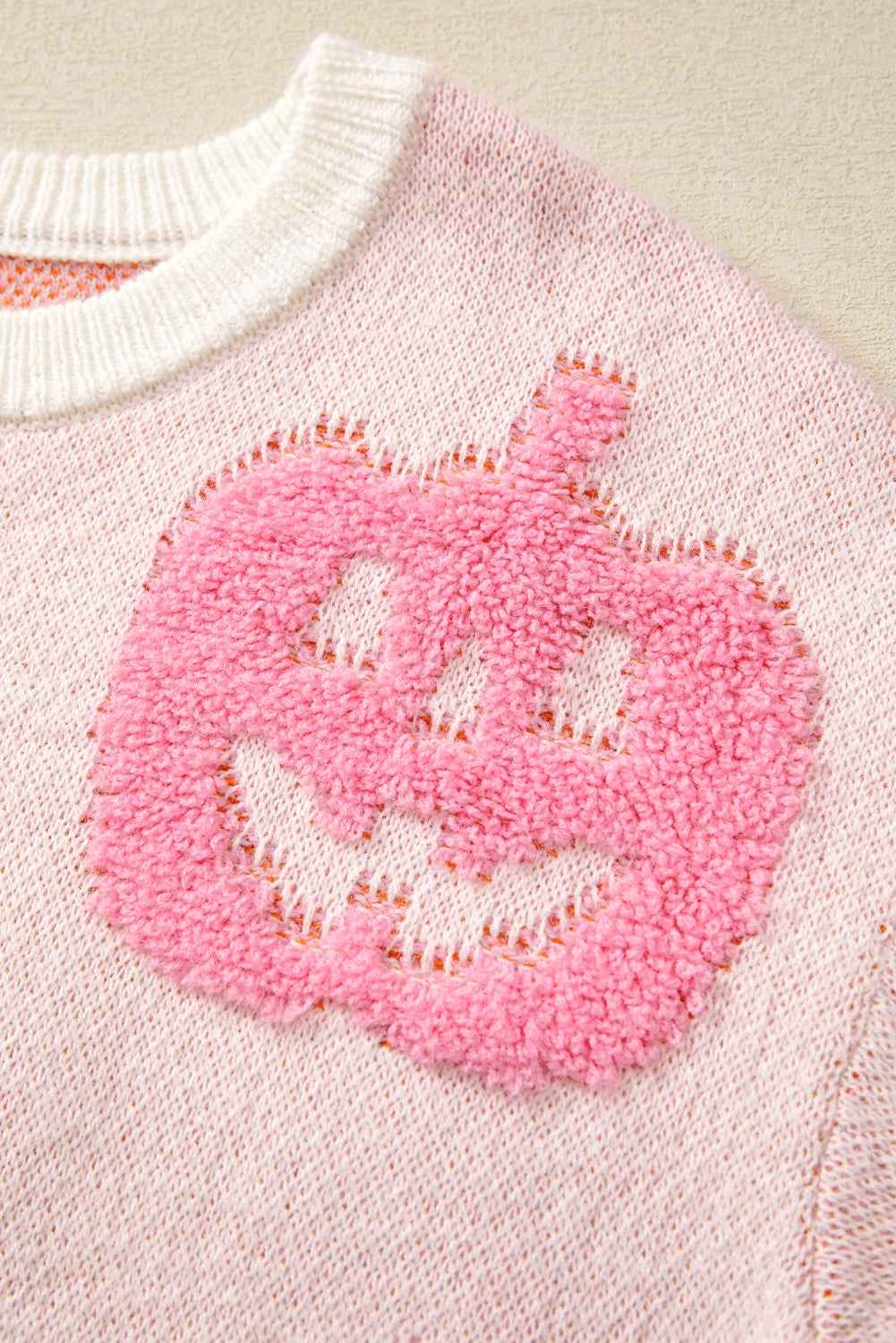 Beige Halloween Cute Pumpkin Pattern Sweater 1f3a95c707cbc151