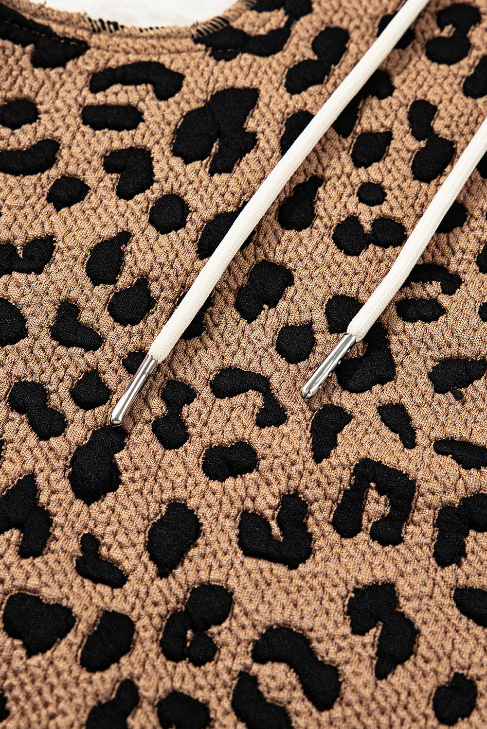 Brown Leopard Star Hooded Patchwork Contrast Piping Open Front Jacket 1f5e84a3a60e4844