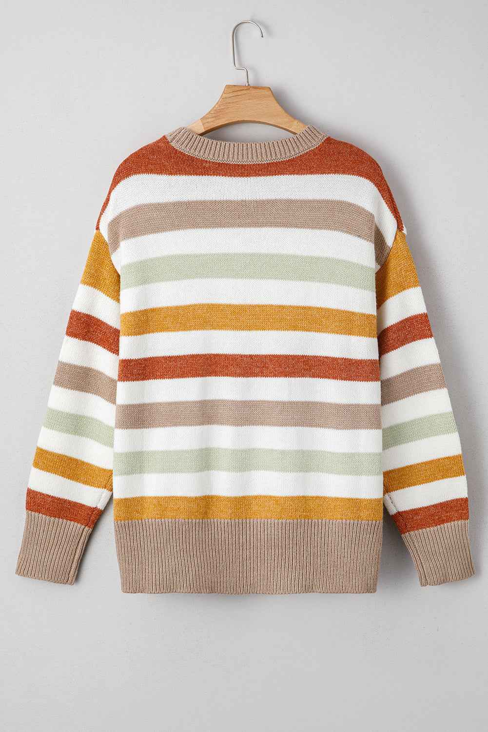 Multicolour Striped Colorblock Drop Shoulder Plus Size Sweater 1f5f88f8c92489c0