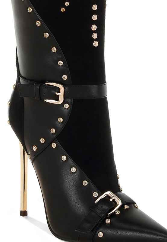Medira Pointed Toe Embellished Stiletto Boots 1f661478-3990-45c1-a6e5-184e414ec11d
