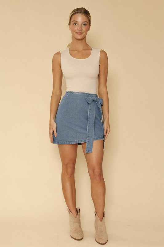 Asymmetrical denim bow skirt 20660705_d73406c7-28bd-4c6c-8535-0baaefd047ec
