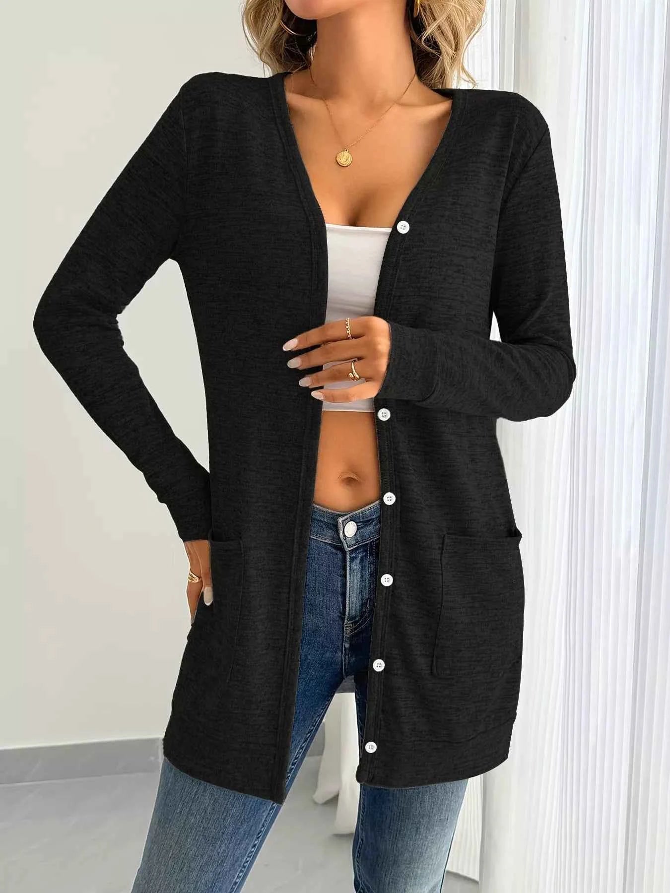 Open Front Longline Cardigan with Side Pockets 209767f90502443cbd3e431062eabfee-Max-Origin