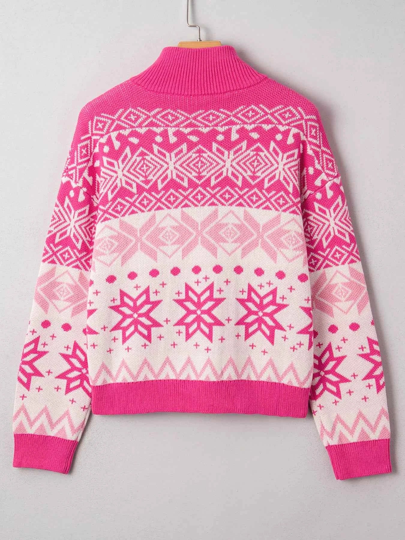Christmas Snowflake Quarter Zip Collard Sweater 20d916e411d44da090279c259f62a2a4-Max-Origin