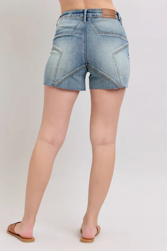 Judy Blue Full Size High Waist Star Seam Detail Denim Shorts Plus Size 216f36fbcb5d47cead15f0e9a1296892-Max-Origin