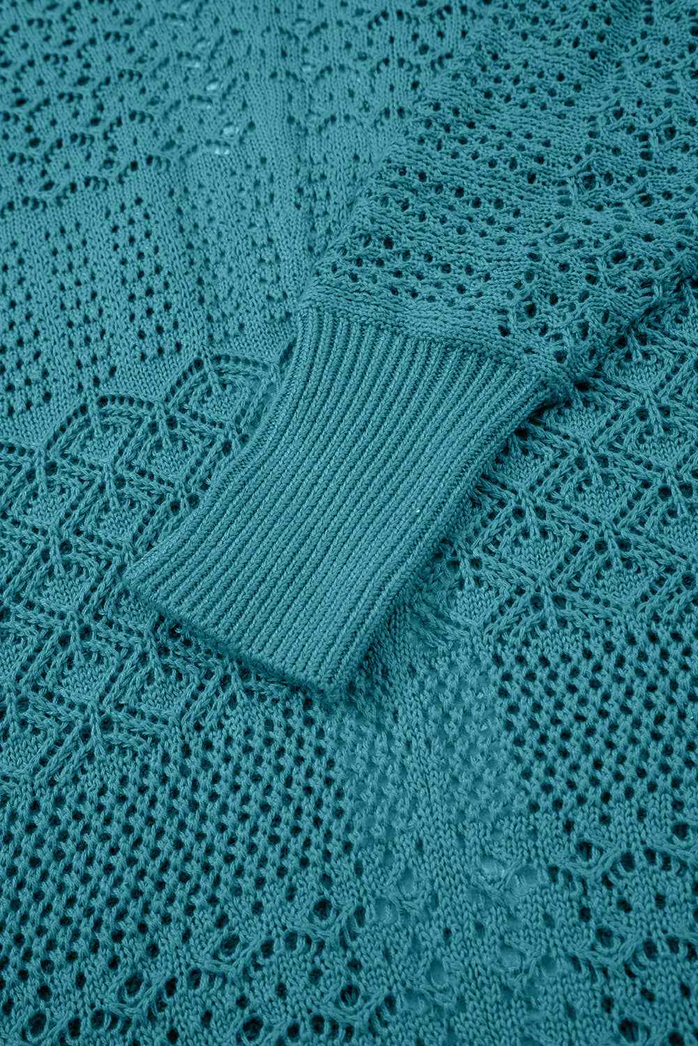 Jet Stream Mix Pattern Hollow Knit Open Front Cardigan 217d8accce1a7647