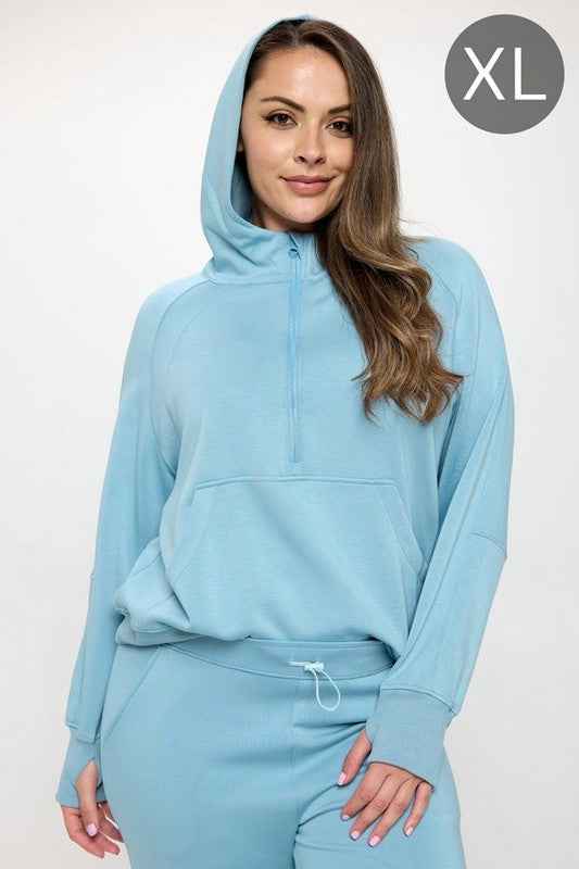 UltraComfy Quarter-Zip Hoodie - XL only Light Denim XL 21991265_e88b6ef1-7b09-48d5-bac9-3b4f2cd112f1