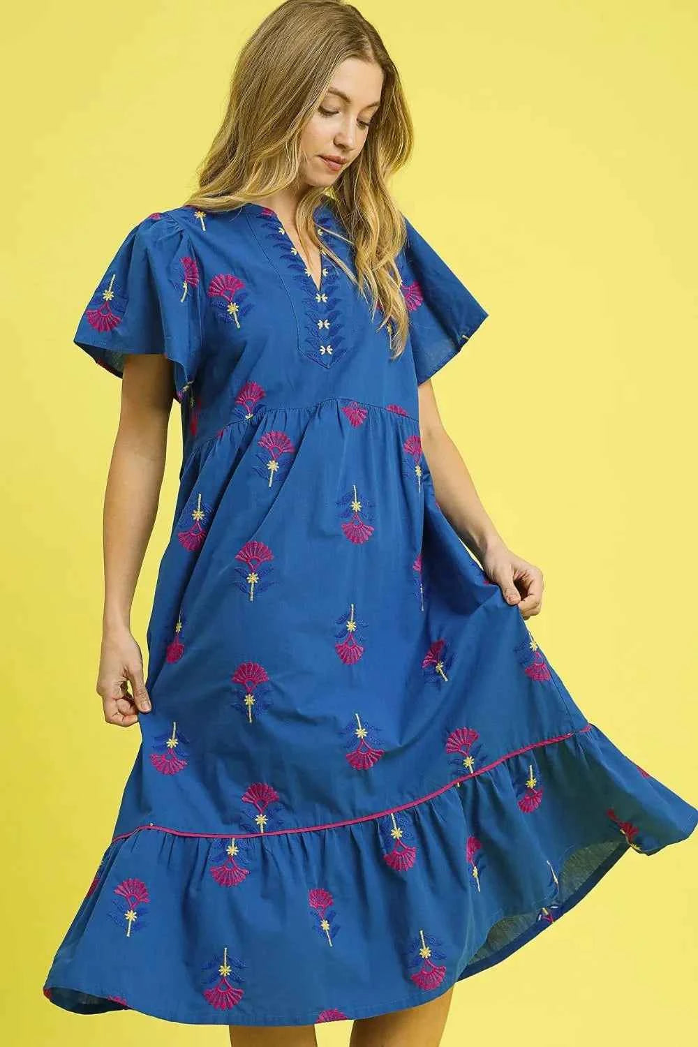 Umgee Embroidered Tiered Midi Dress Dark Blue 21af0a53-e7d8-4588-844a-30745cd96d77-Max-Origin