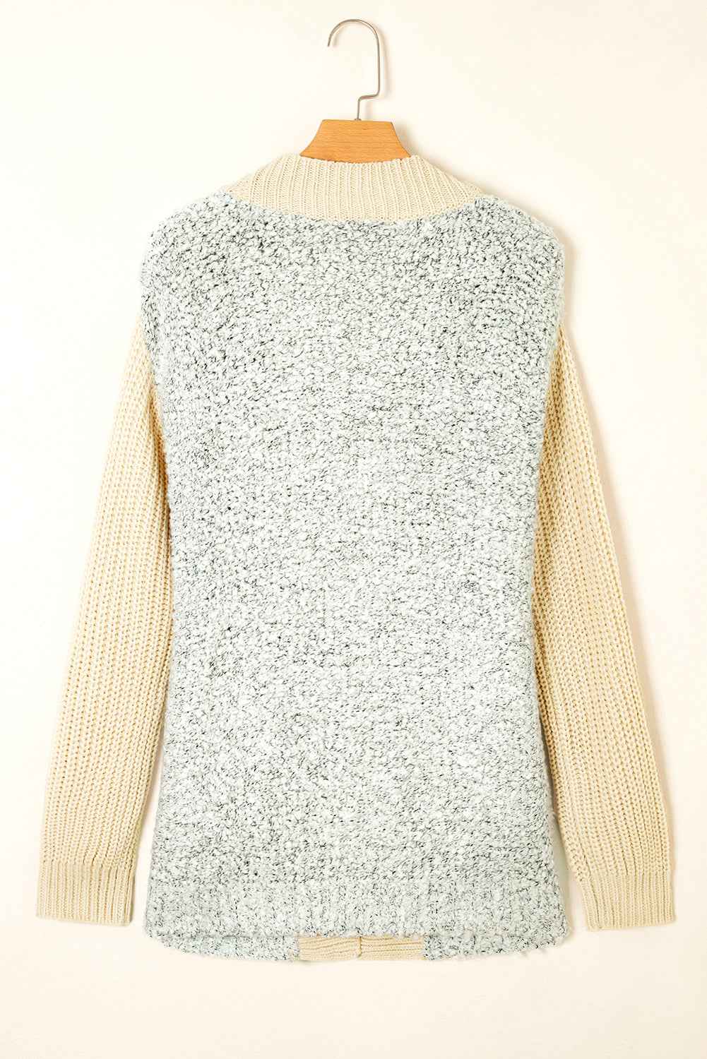 High-rise Patchwork Side Pockets Open Front Cardigan 21c72d1143ab34c3