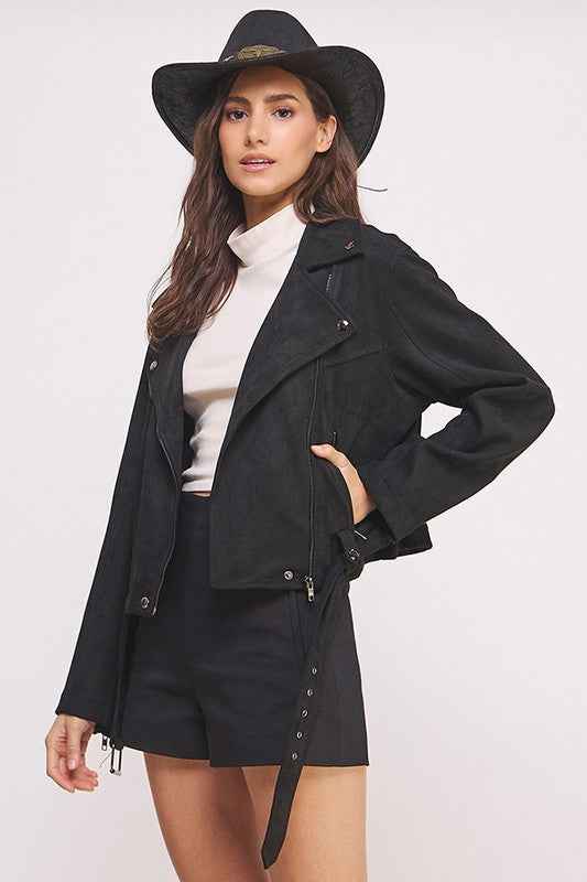 PLUS BELTED LONG SLEEVE ZIPPERED SUEDE MOTO JACKET BLACK 22158171_e7b1f26e-fee8-474b-a399-6a968548cd28