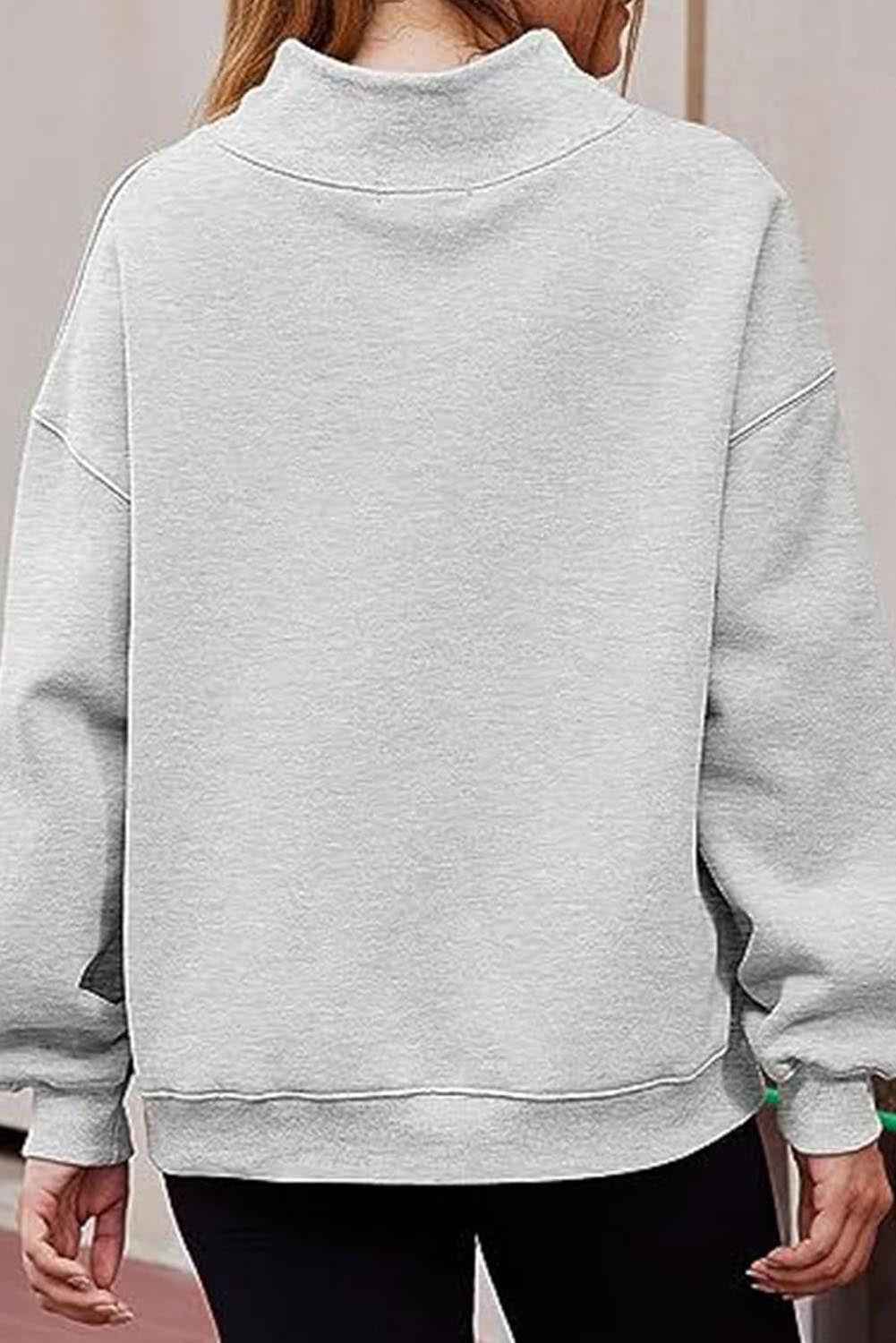 Chicory Coffee Solid Color High Neck Long Sleeve Loose Sweatshirt 223919211396b732