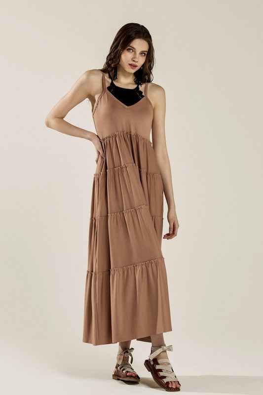 Flowy Knit V-neck Ruffle Tiers Knit Maxi Dress Mocha 22429348_a7c06e86-f9c6-4c94-b5eb-95046f58c072