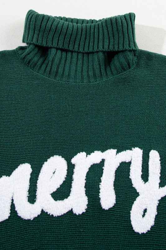 Christmas Merry Embroidered Puff Sleeve Turtleneck 2260cdc7-6e62-4671-9368-58ddd482fb6c