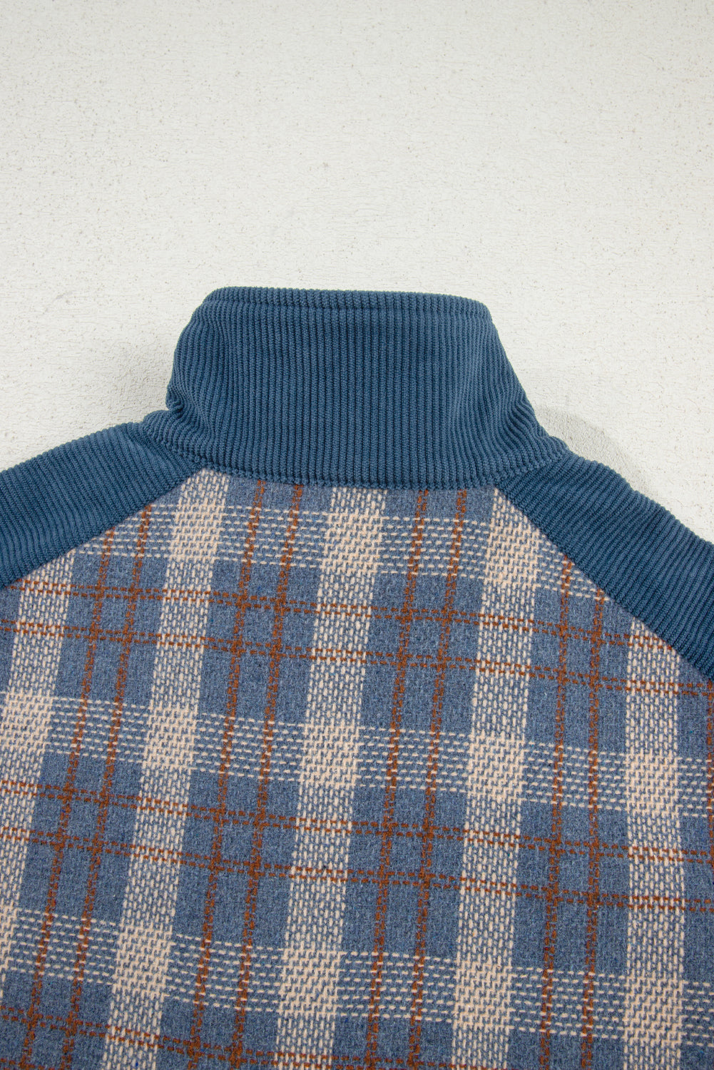 Gray Plaid Corduroy Patchwork Collared Zip Up Snap Button Jacket 2276946f7dbacd29