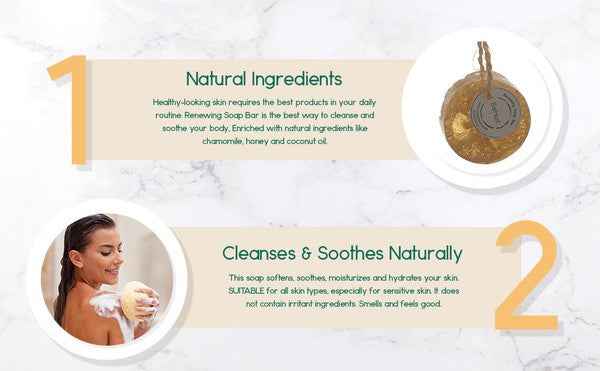 Renewing Soap Bar. Chamomile, Honey, and Coconut O 22a86cc6-0f74-4001-8b29-d4bb56ac4653