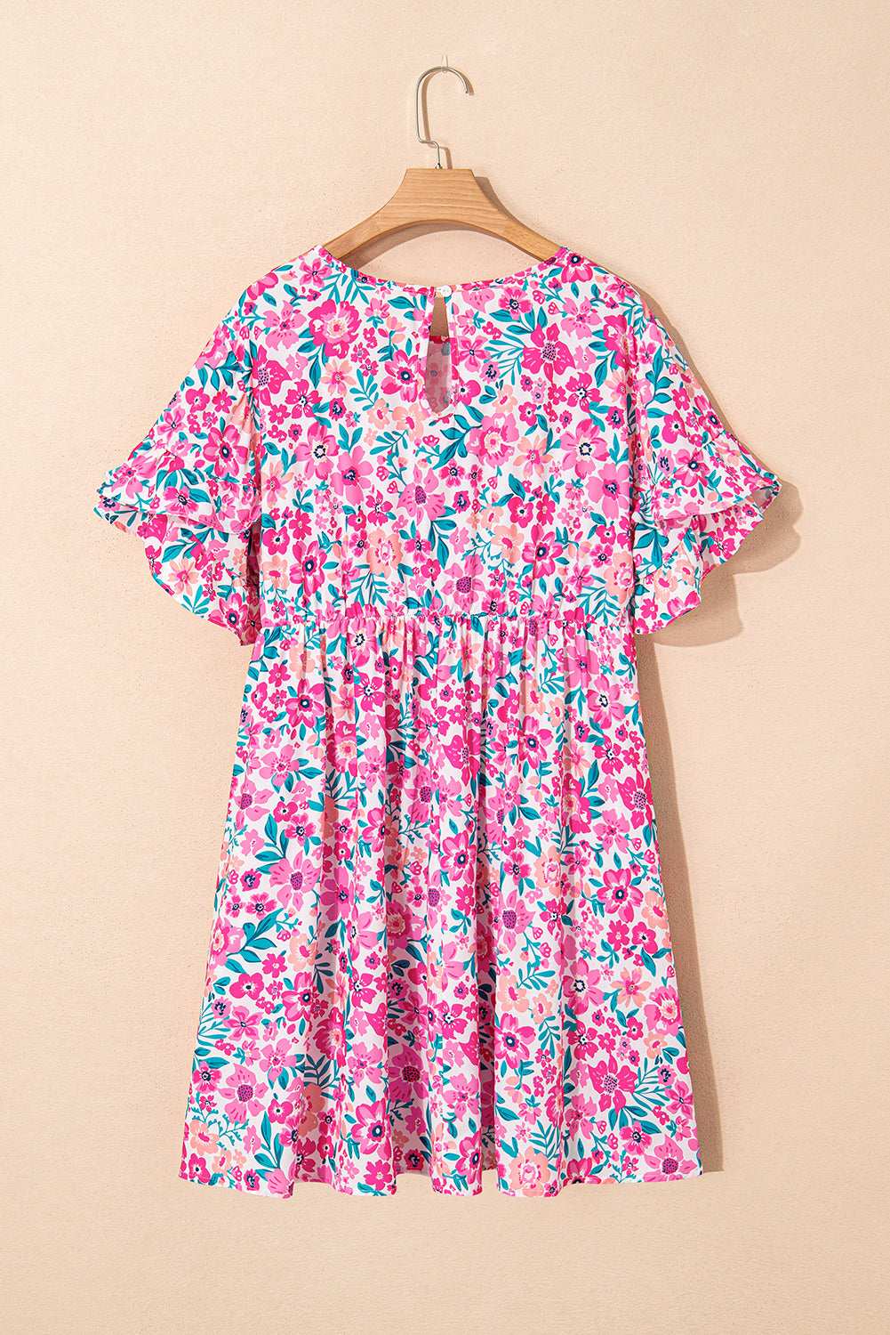 White Plus Size Floral Print Ruffle Short Sleeve Flare Dress 22b22a4ee90d044a-_4