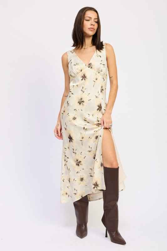 V NECK FLORAL MIDI BIAS DRESS WITH SLIT 23919478_9e3797c5-4495-44f1-b4cf-5a19ad2a582c