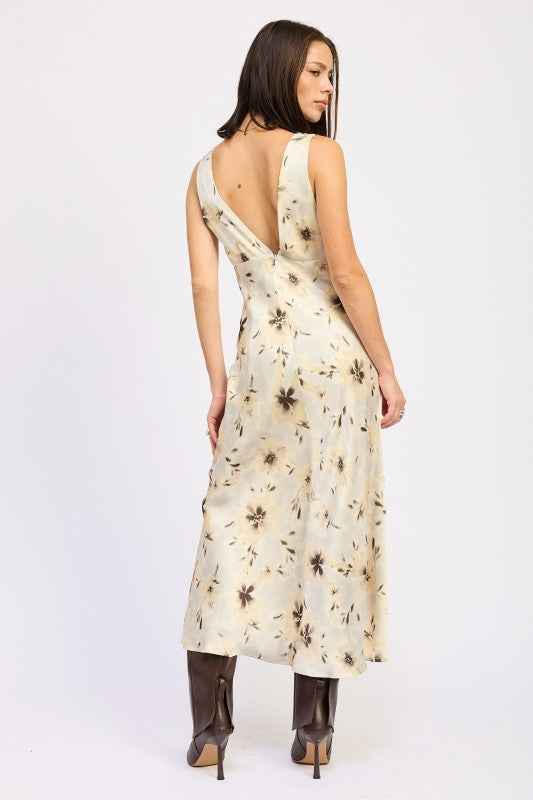 V NECK FLORAL MIDI BIAS DRESS WITH SLIT 23919478_cfbdf2ce-7d8f-4b81-9df9-cb279953dcbb