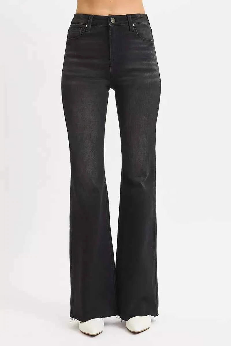 RISEN Full Size High Rise Flare Raw Cut Hem Jeans Plus Size 23eb7eae16a94edfa4dafbbccc9002b7-Max-Origin