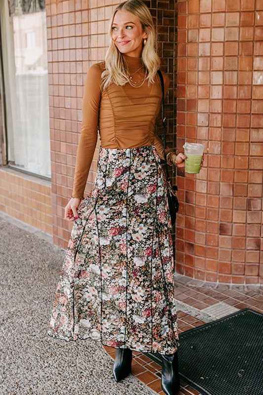 Brown Floral Print High Waist Maxi Skirt 24080245_fabb72a0-8cbd-4702-8cce-8e64675ef7ff