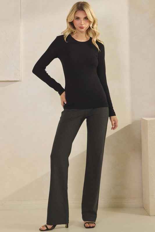 Pure Comfort Viscose Ribbed Long Sleeve Top