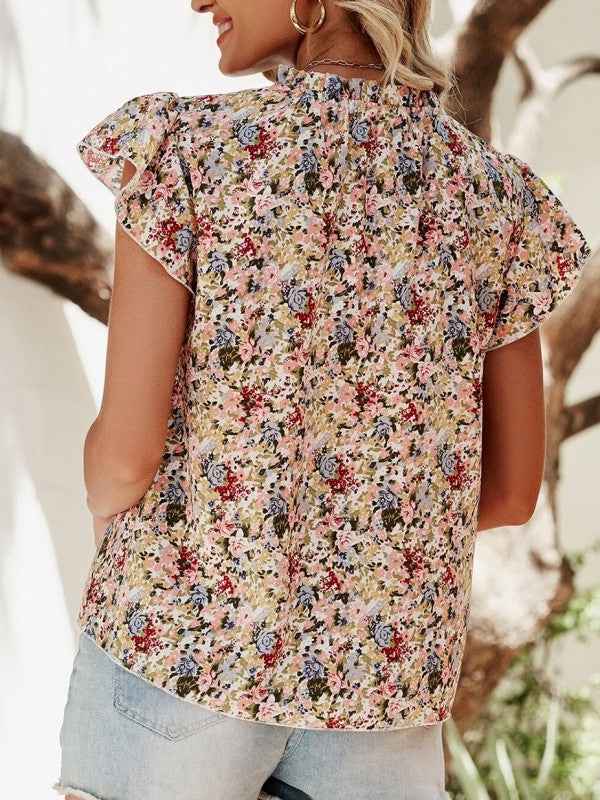 Red Boho Floral Frilled Button Neck Ruffle Blouse 24121396_c7e03cd3-5810-4dab-9005-00faca55b99f